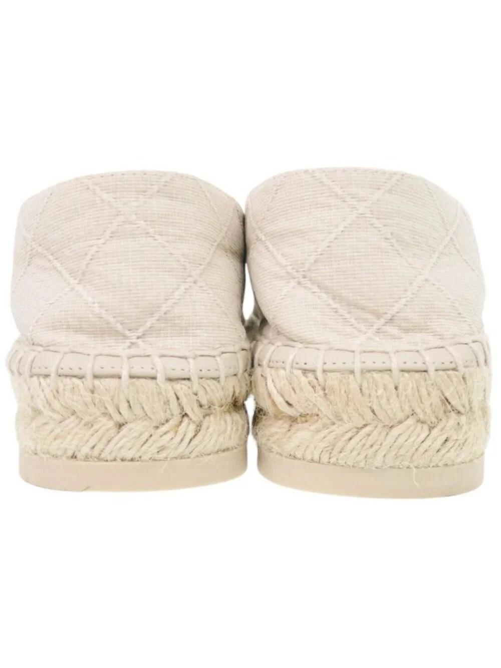 Chanel Espadrilles CC Logo 36 Cotton Lambskin Hemp Beige Flat Shoes